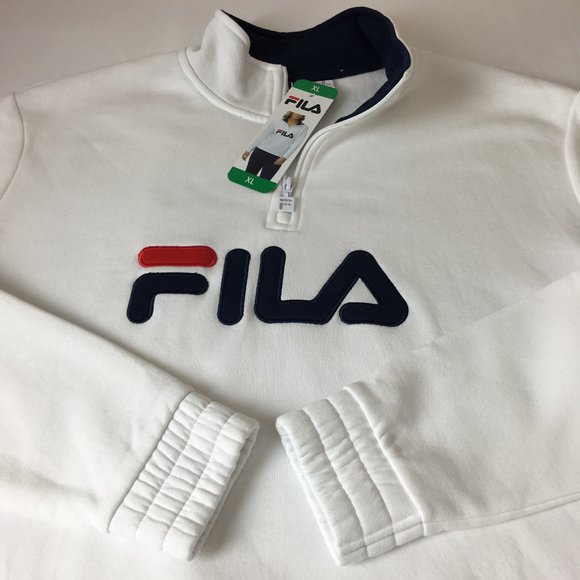 Fila Sweaters - FILA Logo White 1/4 Zip Sweatshirt